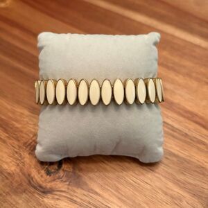 J.Crew | Enamel Stretch Bracelet | Cream/Gold